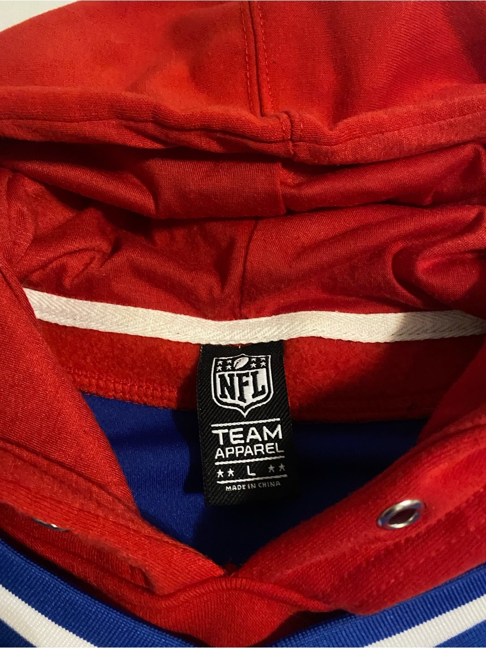 NFL Bills Blue and Red Crewneck Hooded Sweater - Picture 2 of 8